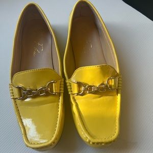 Marc Fisher yellow with gold hardware loafers